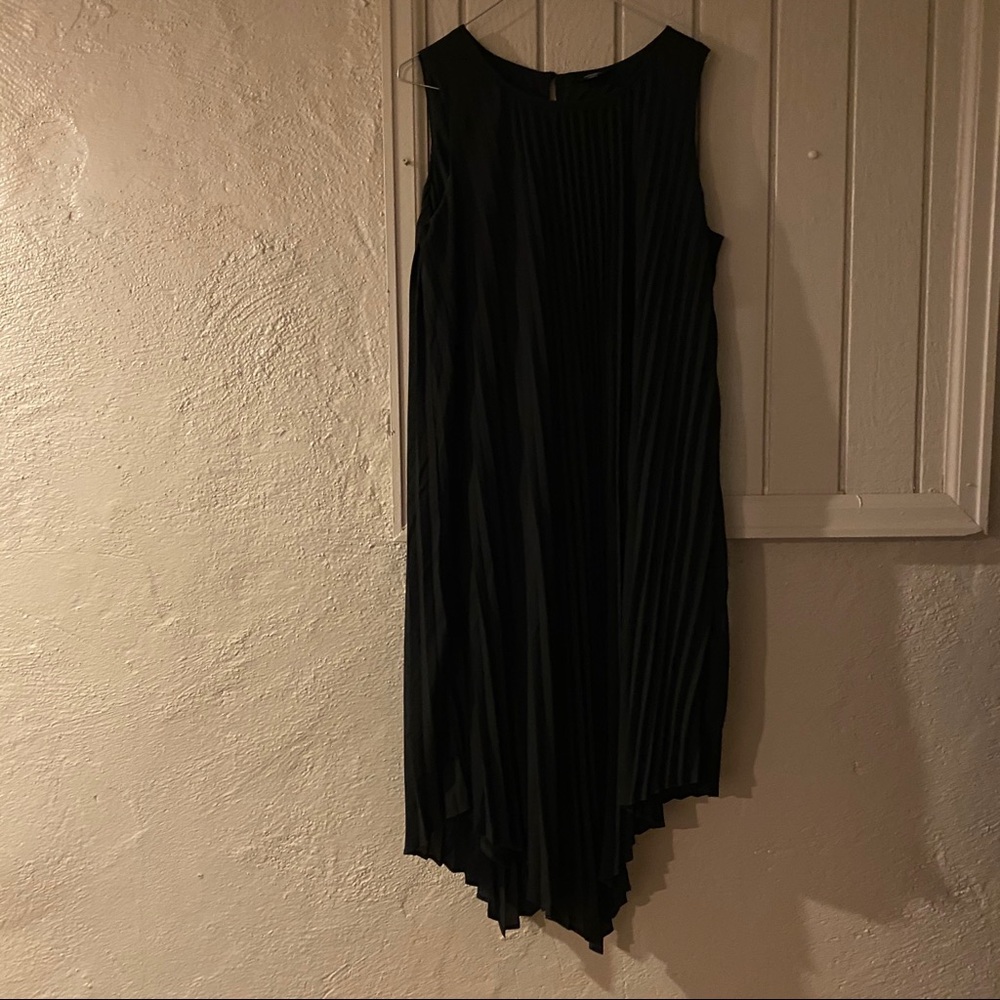 Black pleated asymmetrical dress - size 22